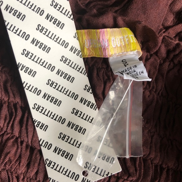 NWT Urban Outfitters Chelsea Linen Blend Smocked Ruched Crop Top Tank Brown - Picture 9 of 12